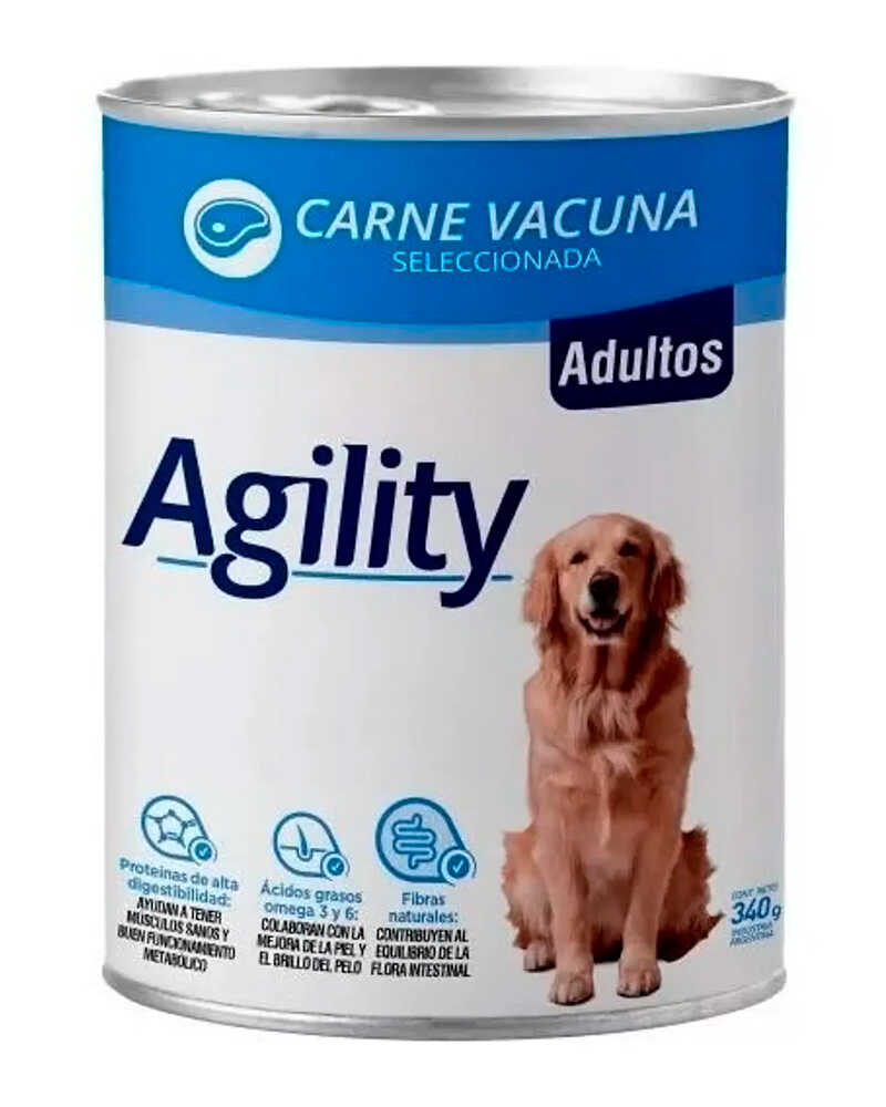 Agility Lata Perro Adulto Con Carne De Vacuno Seleccionada 340 Gr 12 Un
