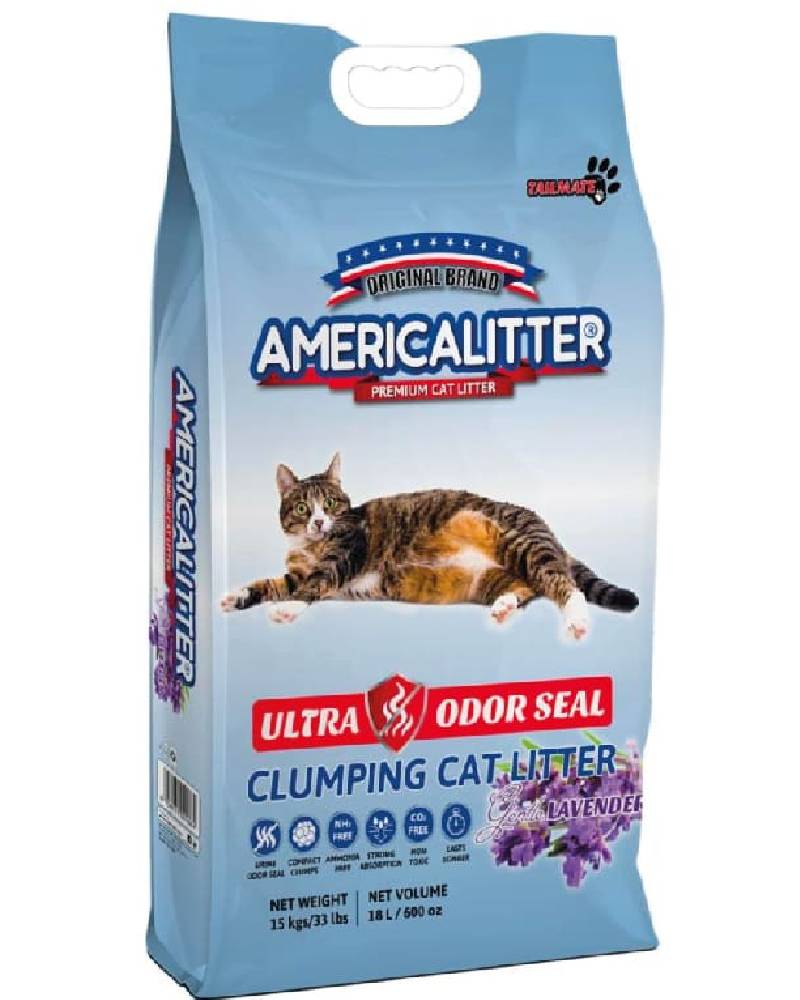 Americalitter 7 Kg Ultra Odor Seal Lavanda Aglutinante. Con Carbón Activado y Esencia