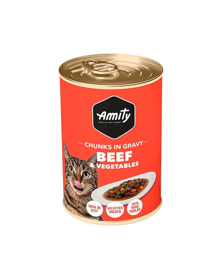 Amity Adulto Gato Beef Chunks In Gravy 0.415 Kg