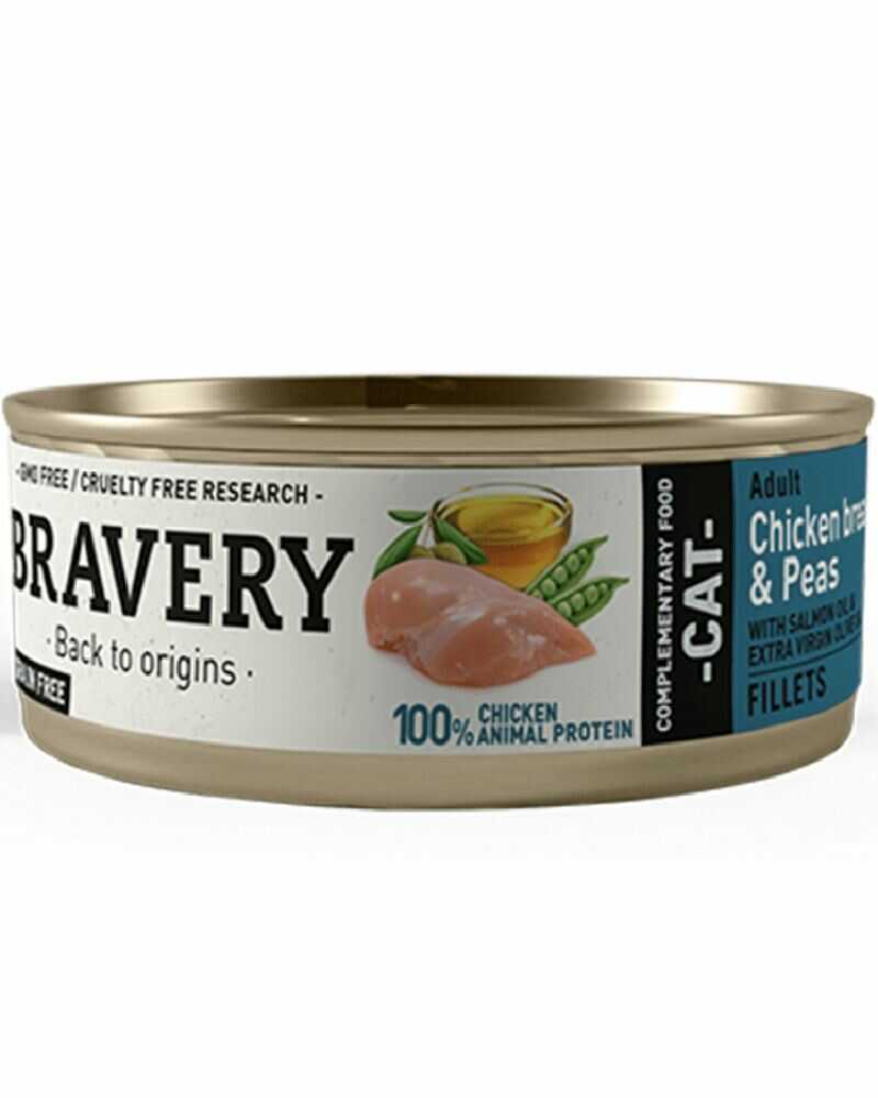 Bravery Chicken And Peas Adult Cat Wet Food 70 Gr