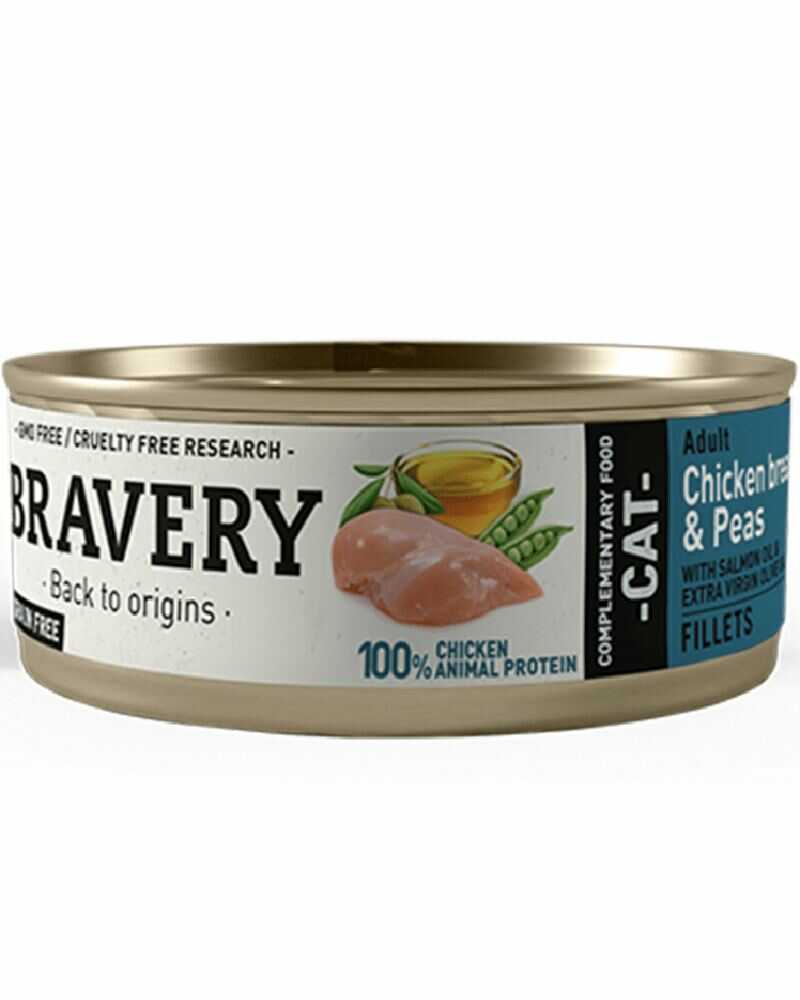Bravery Chicken And Peas Adult Cat Wet Food 70 Gr