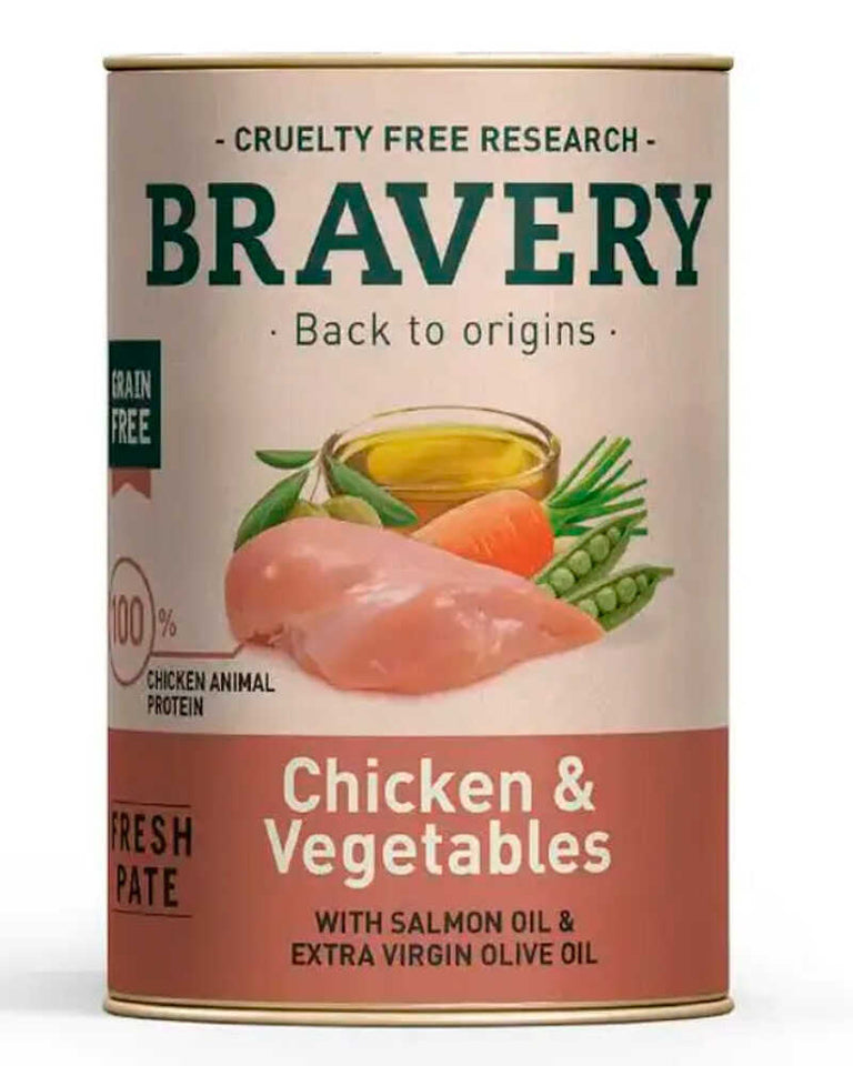 Bravery chicken and vegetables dog wet food 290 gr
