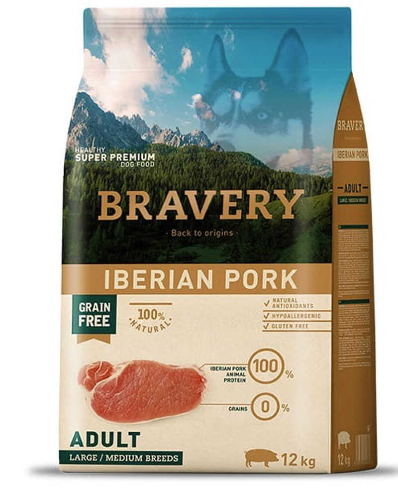 Bravery Iberian Pork Adult Large Medium Breeds 12 Kg