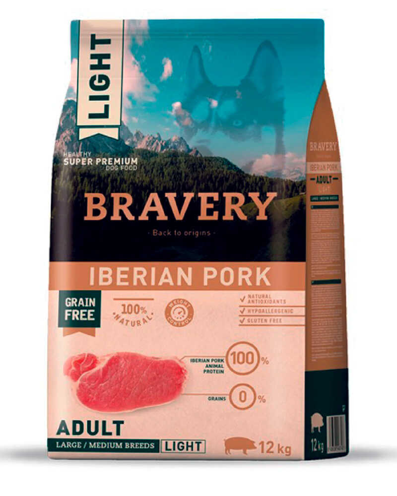 Bravery Light Iberian Pork Adult Large Medium Breeds 12 Kg