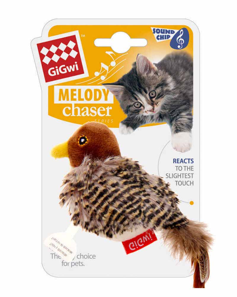 GiGwi Pájaro Melody Chaser Sonido De Pájaro y Pluma