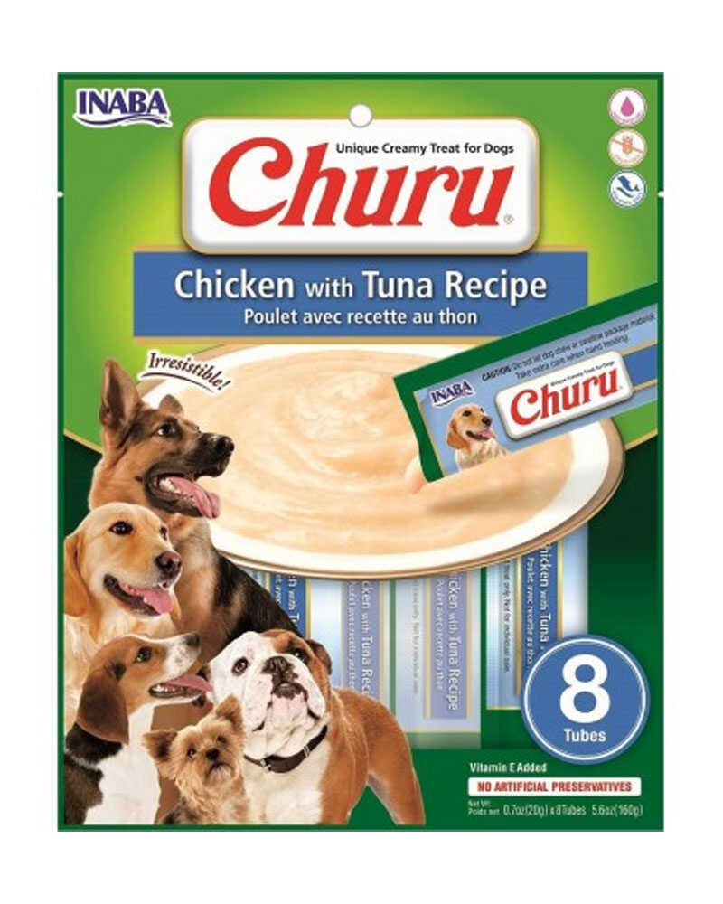 Inaba Churu Ciao Sabor Pollo y Atún Para Perros Sobre 8 Tubitos