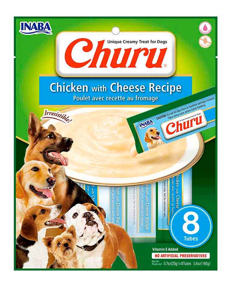 Inaba Churu Snack Premio Perro Pollo Con Queso 8 Tubitos