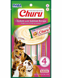 Thumbnail for Inaba Dog Churu Chicken with Salmón Recipe 4 Tubitos