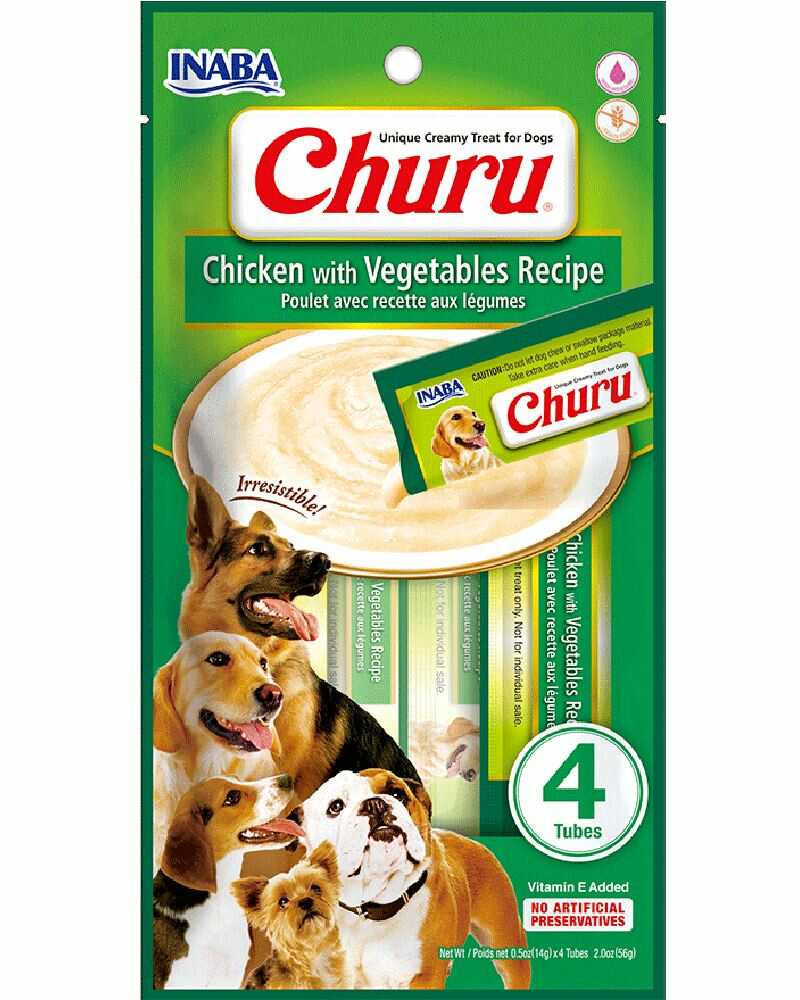 Inaba Dog Churu Chicken with Vegetables Recipe 4 Tubitos