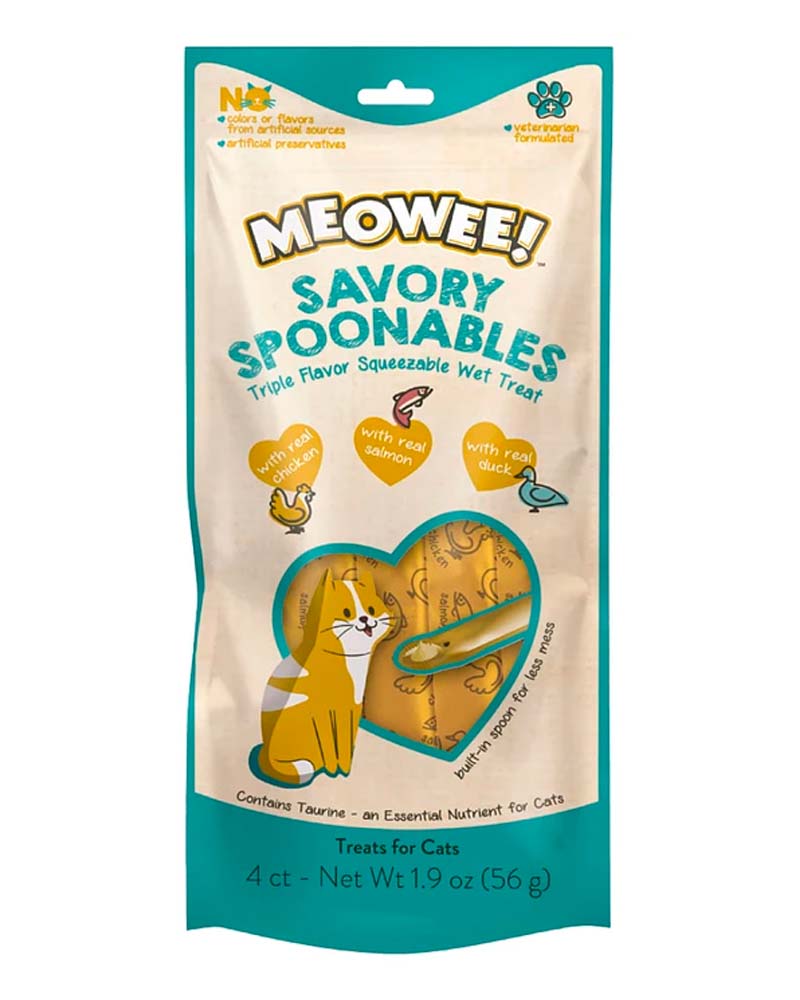 Meowee Spoon Pollo Salmón y Pato 4 Tubitos 56 Gr