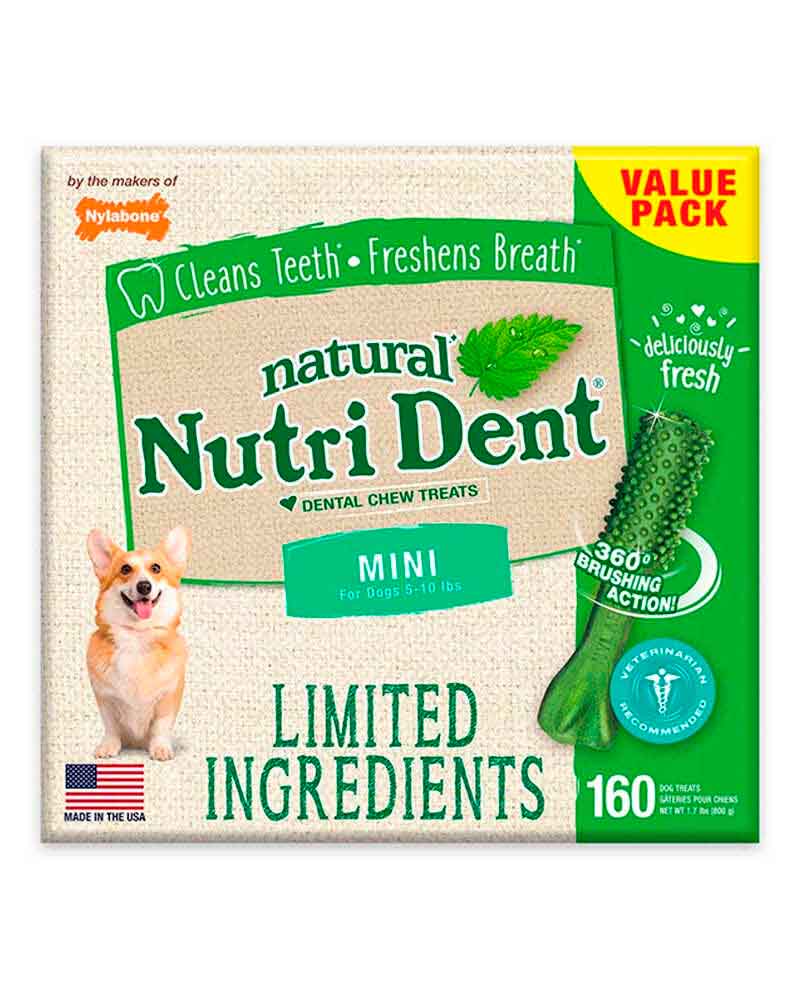 Nutri Dent Cepillo Dental Comestible Sabor Menta Perro 160 Unidades