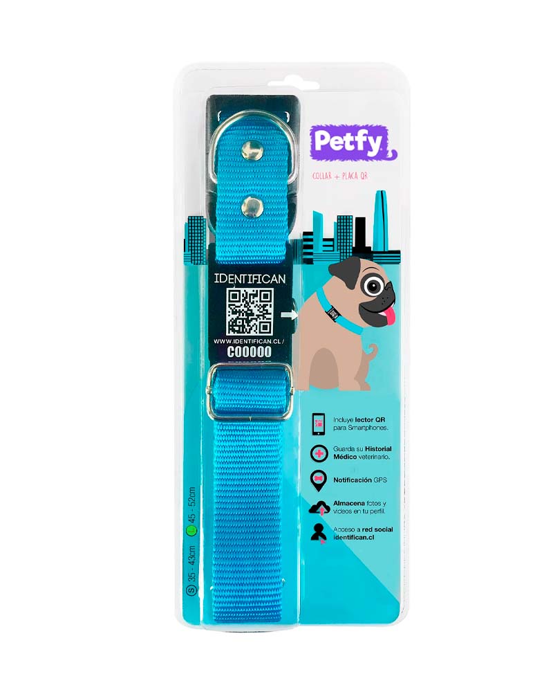 Petfy Collar Identificador y Qr Color Azul