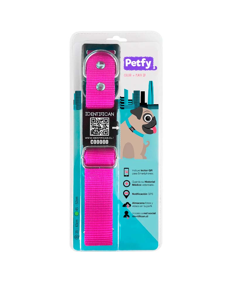 Petfy Collar Identificador y Qr Color Rosado