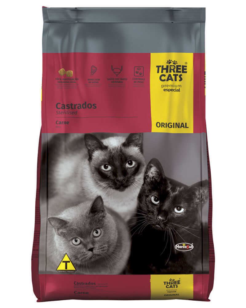 Three Cats Original Gatos Castrados Carne 3kg