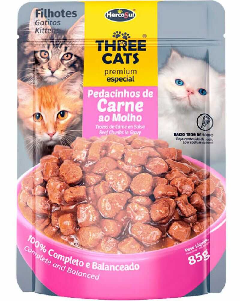 Three Cats Sachet Original Gatito Carne 85 Gr x 12 Unidades