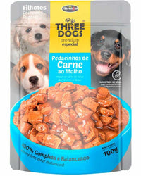 Thumbnail for Three Dogs Sachet Original Cachorros Carne 100 Gr x 12 Unidades