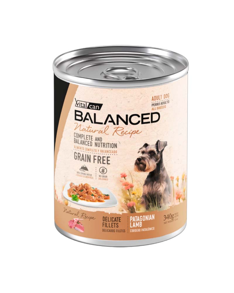 Vitalcan Balanced Natural Recipe Perro Delicados Filetes Cordero 340 Gr