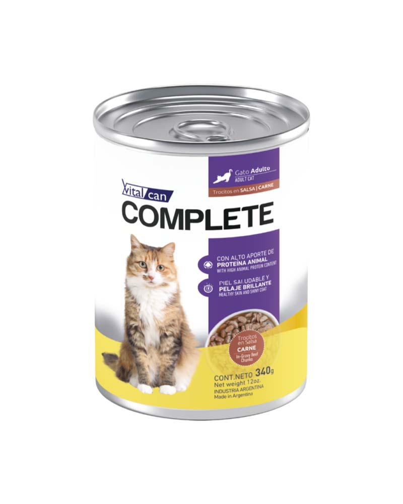 Vitalcan Complete Trocitos En Salsa Carne Gato Adulto 340 gr