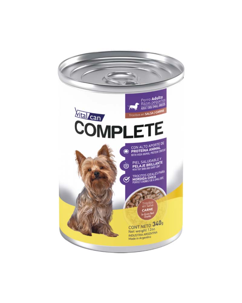 Vitalcan Complete Trocitos En Salsa Carne Perro Adulto Raza Pequeña 340 gr