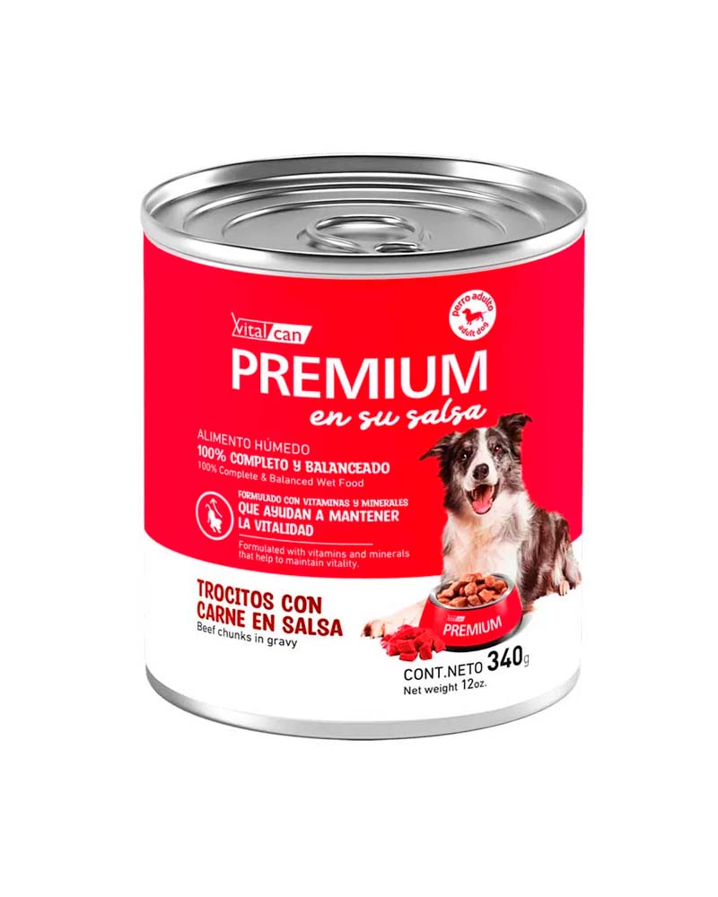 Vitalcan Premium Perro Adulto Con Trocitos de Carne en Salsa 340 Gr